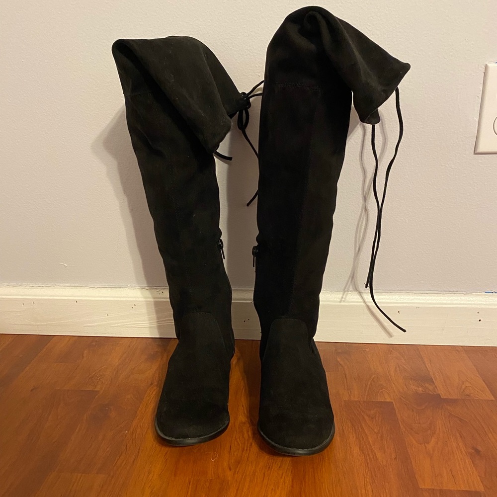 Faux suede over the knee boots